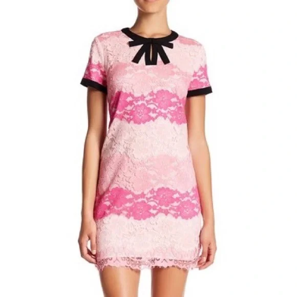 chinese dress ladies Buy CeCe by Cynthia Steffe Women's Kayte-s/s Palm Lace Shift Dress, Rainbow  Pink, 2 at Amazon.in main image 1